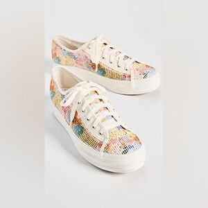 NEW Keds x Rifle Paper Triple Kick Margaux Mesh Sneakers Lace Up Women's Size 10